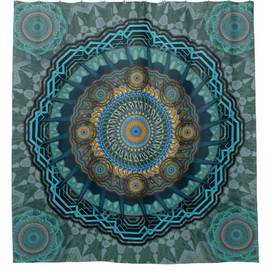 Pmandala van de gyrascoop van de Perzische gyraat Douchegordijn (Voorkant)