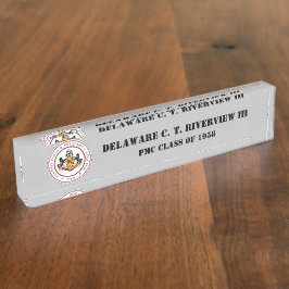 PMC DESK NAMEPLATE w/Classic PMC Seal (BLK-TEKST) Naambordje