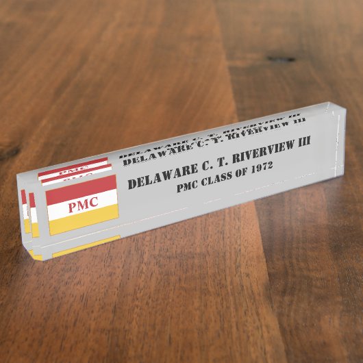 PMC DESK NAMEPLATE w/PMC Flag (BLK-TEKST) Naambordje (Zijkant)