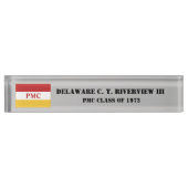 PMC DESK NAMEPLATE w/PMC Flag (BLK-TEKST) Naambordje (Voorkant)
