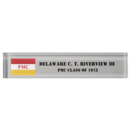 PMC DESK NAMEPLATE w/PMC Flag (BLK-TEKST) Naambordje