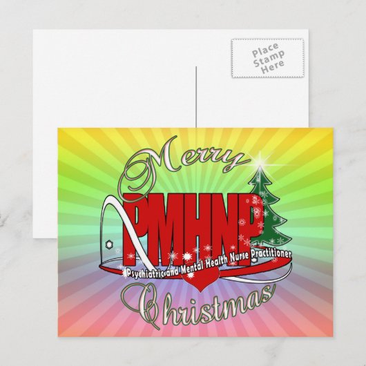PMHNP KERST Psychiatrisch Verpleegkundige Geesteli Feestdagenkaart (Voorkant / Achterkant)