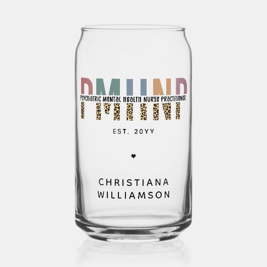 PMHNP Luipaard Print Psychiatrische Geestelijke Ge Blikvorm Glas (Voorkant)