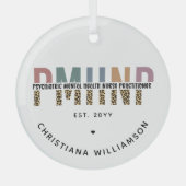 PMHNP Luipaard Print Psychiatrische Geestelijke Ge Glas Ornament (Voorkant)
