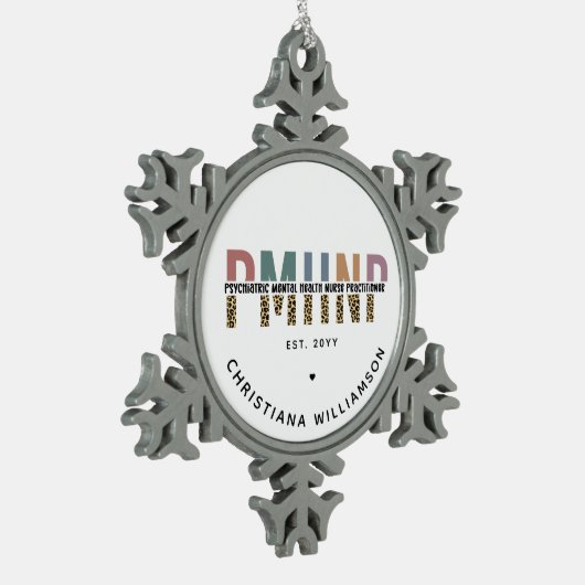 PMHNP Luipaard Print Psychiatrische Geestelijke Ge Tin Sneeuwvlok Ornament (Links)