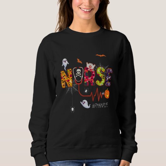 Pmhnp Nurse Stethoscope Halloween Ghost Spider Nur Trui (Voorkant)