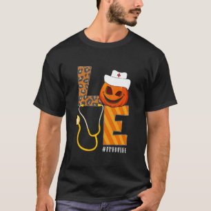 PMHNP Zuster Halloween Pumpkin Leopard Love Nurse T-shirt