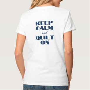 PMQG Vrouwen V-hals Shirt Blijf kalm en Quilt On