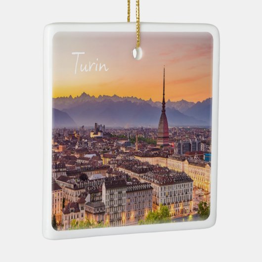 PMT001 TURIN bij zonsondergang, Piemonte, Italië, Keramisch Ornament (Rechts)