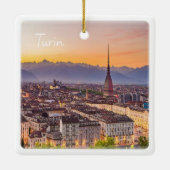 PMT001 TURIN bij zonsondergang, Piemonte, Italië, Keramisch Ornament (Achterkant)