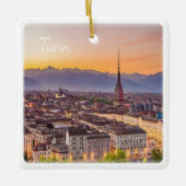 PMT001 TURIN bij zonsondergang, Piemonte, Italië, Keramisch Ornament (Voorkant)