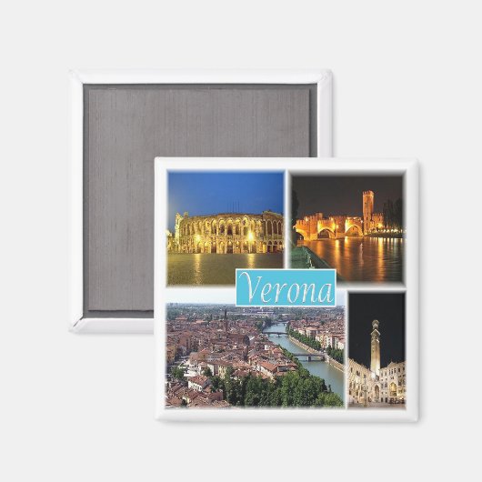 PMT003 VERONA - Mozaïek - Piemonte - Italië - Frid Magneet (Voorkant / Achterkant)