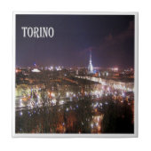 PMT005 TURIN bij nacht, Piemonte, Italië, Tegeltje (Voorkant)