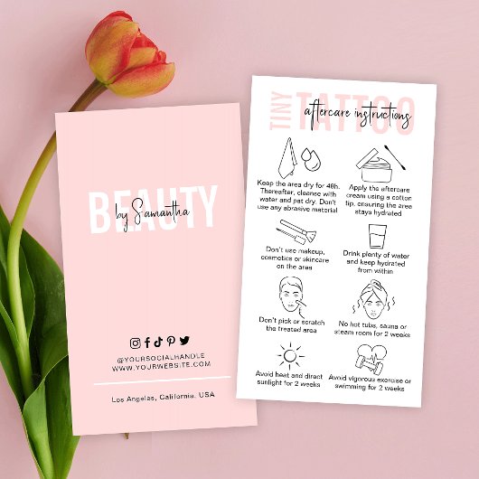 PMU Artist Tattoo After Care Instructions Roze Visitekaartje