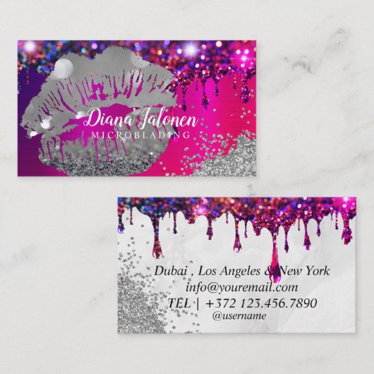 PMU MICROBLADING artiest Mousserend Roos Visitekaartje (Voorkant / Achterkant)