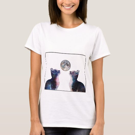 PN 38 Katten Kijken Naar De Maan T-shirt (Voorkant)