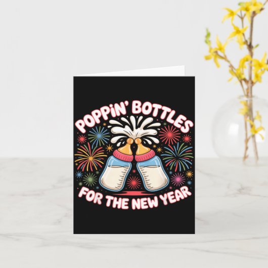 Pn Bottles For The New Year Funny Baby Milk Toast  Kaart (Gele Bloem)