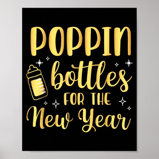 Pn Bottles For The New Year Pregnancy Announcement Poster (Voorkant)