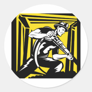 pneumatische boorretro van kolenmijnhefboom ronde sticker