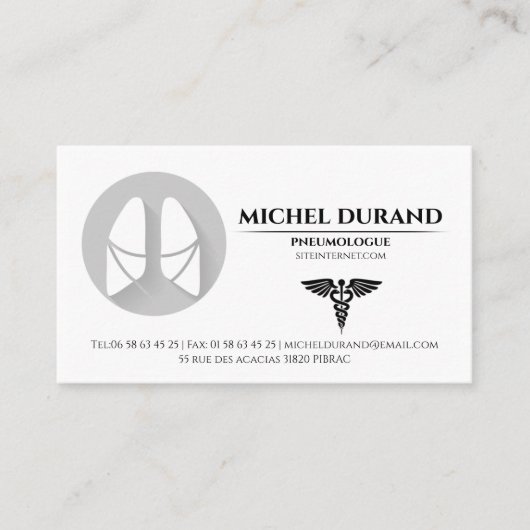 Pneumoloog Medicals Visitekaartje (Voorkant)