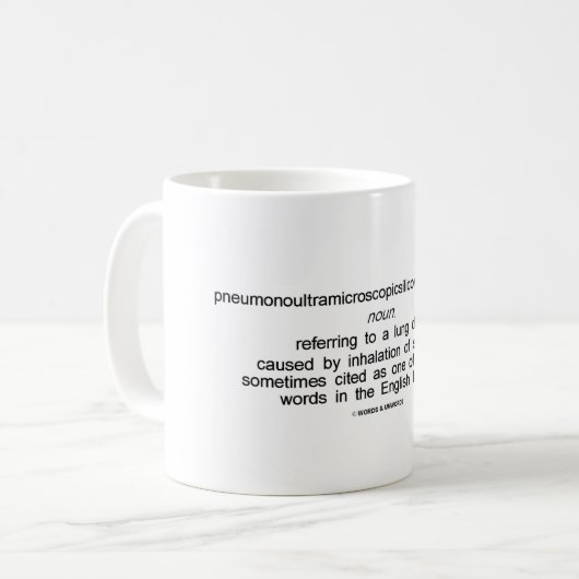 Pneumonoultramicroscopische silicovolcanoconiose koffiemok (Voorkant links)