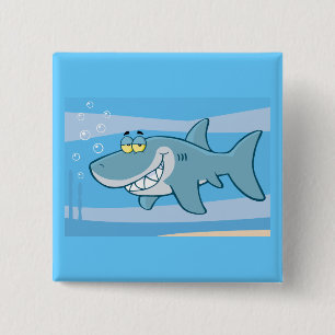 png_cartoon-shark-underwater Funny blue fish Butto Vierkante Button 5,1 Cm