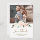 Pnk Floral Photo Wedding Bedankkaart (Voorkant)