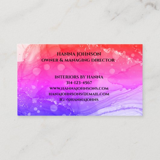 PNK Gold Marmer Agaat Monogram initiaal geode Visitekaartje (Achterkant)