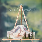 PNW Mount Rainier Wedding Welkom Acryl Teken Bord (Neutraal)
