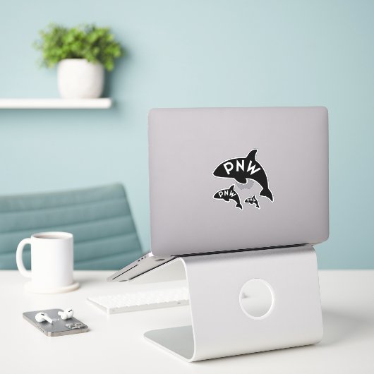 PNW Orca Vinyl Stickerblad Sticker (Laptop op bureau)