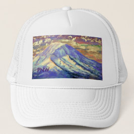 PNW White Trucker Hat- Mount Rainier Trucker Pet