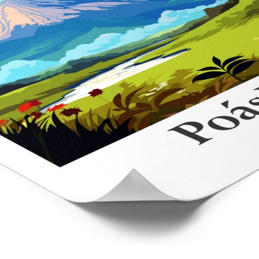 Poas Vulkaan Costa Rica Kunst Reizen Illustratie Poster (Hoek)