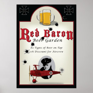 Pob Sign, Red Baron Beer Garden Poster