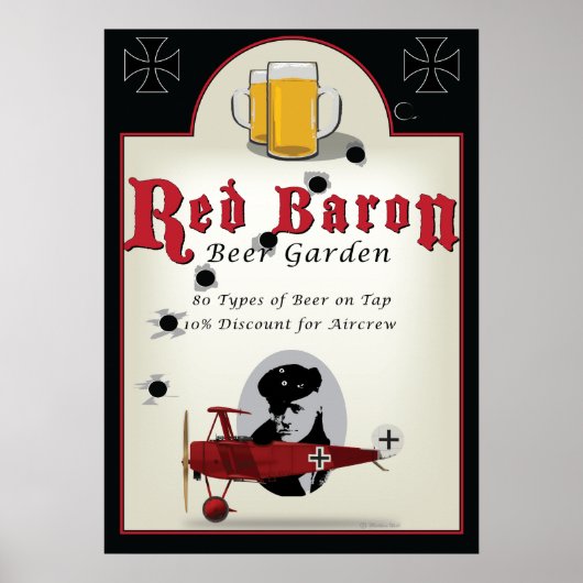 Pob Sign, Red Baron Beer Garden Poster (Voorkant)