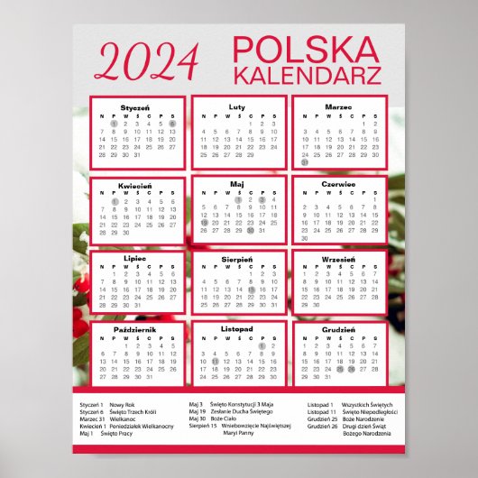 Pobierz Kalendarz | Poolse kalender 2024 Poster (Voorkant)