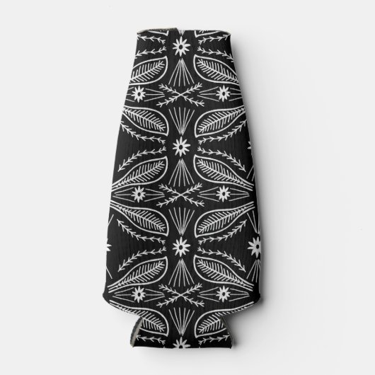 Poblanos Abstract lederen Patroon zwart wit Flesjeskoeler (Voorkant)