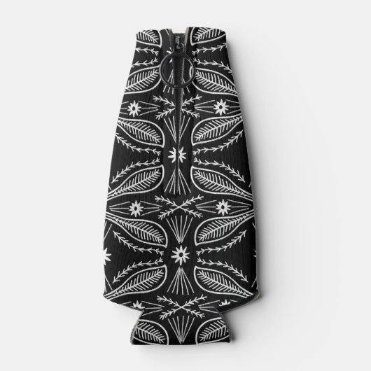 Poblanos Abstract lederen Patroon zwart wit Flesjeskoeler (Achterkant)