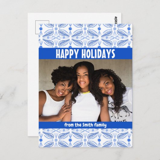 Poblanos Tegel Pattern CUSTOM PHOTO Holiday Briefkaart (Voorkant / Achterkant)