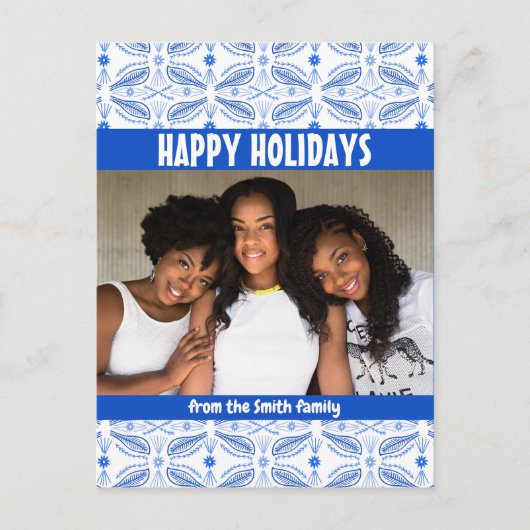 Poblanos Tegel Pattern CUSTOM PHOTO Holiday Briefkaart (Voorkant)