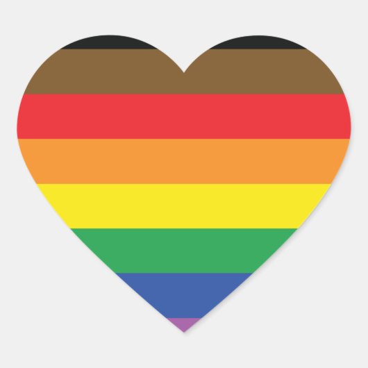 POC Inclusief Gay Pride Flag Hart Sticker (Voorkant)