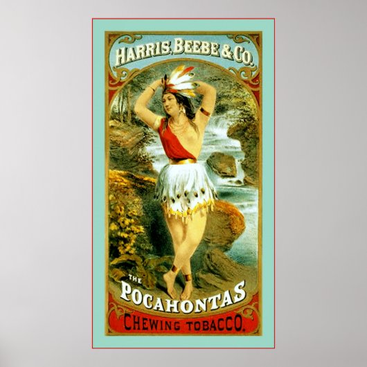 Pocahontas kauwtabak ~ 1868 poster (Voorkant)