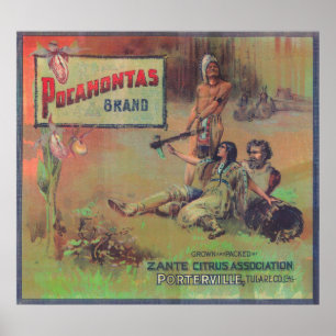 Pocahontas Oranje LabelPorterville, CA Poster