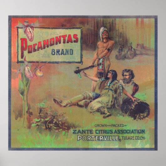 Pocahontas Oranje LabelPorterville, CA Poster (Voorkant)