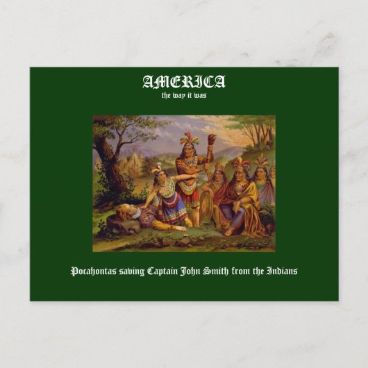 Pocahontas redt kapitein John Smith Briefkaart (Voorkant)