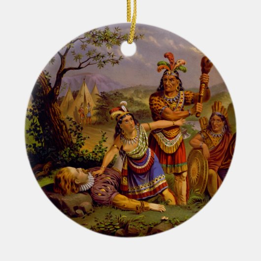 Pocahontas Saving the Life of Kapitein John Smith Keramisch Ornament (Voorkant)
