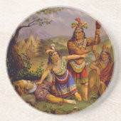 Pocahontas Saving the Life of Kapitein John Smith Zandsteen Onderzetter (Voorkant)