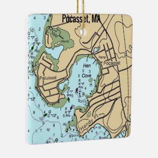 Pocasset MA Nautical Chart Keramisch Ornament (Rechts)
