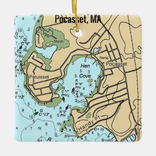 Pocasset MA Nautical Chart Keramisch Ornament (Voorkant)