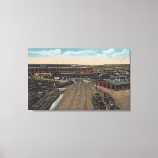 Pocatello, ID - Train Depot Round House en Canvas Afdruk (Voorkant)