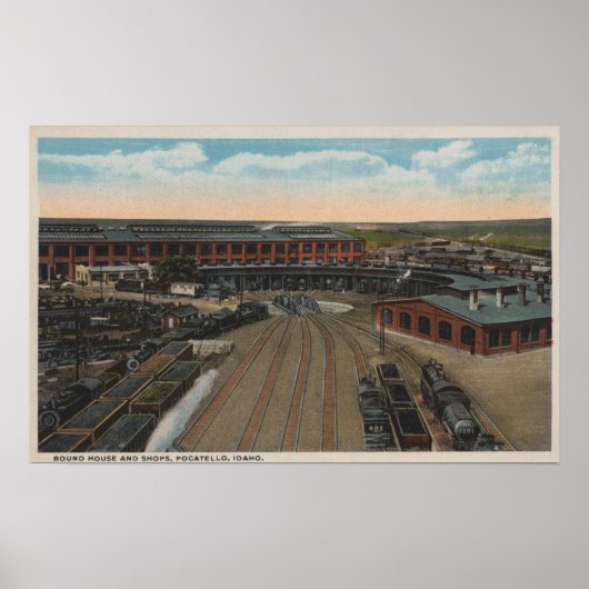 Pocatello, ID - Train Depot Round House en Poster (Voorkant)